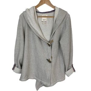Roxy Gray Cream Hooded Knit Cardigan